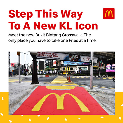 マレーシア都心部の横断歩道がフライドポテトに　マクドナルドへ誘う道路がかわいい