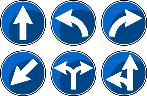 月を指す道路標識