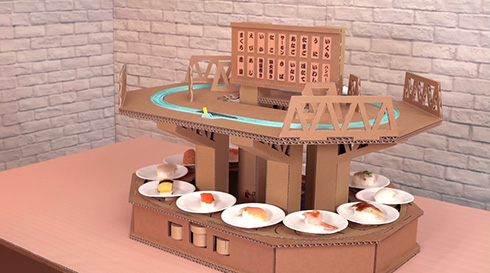 ダンボールで作った回転寿司がすごい　2段式で個別注文までしっかり再現