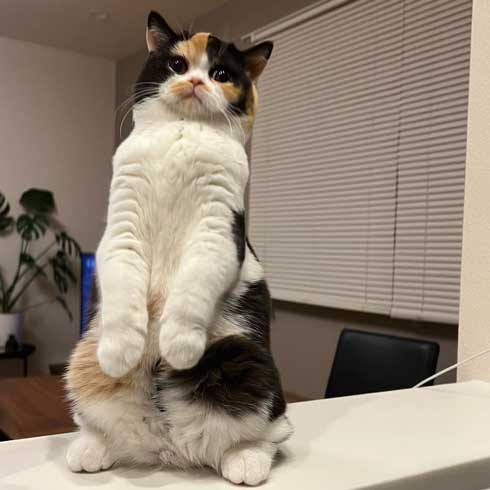 立ち上がった猫