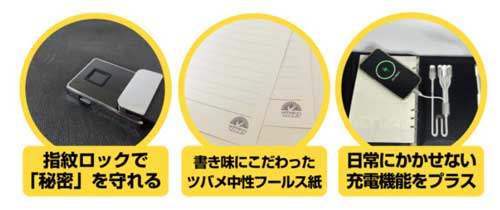 T-Note Secret 指紋認証 ツバメノート 紙 充電 クラウドファンディング CAMPFIRE