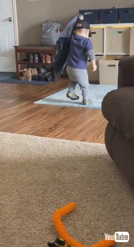 「Kiddo Has a Hilarious Reaction to Mom Not Letting Him Outside || ViralHog」