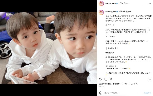 長友佑都と平愛梨の長男と次男
