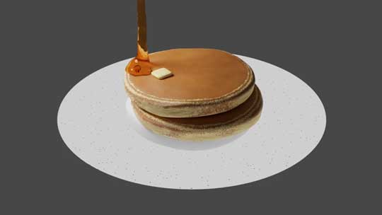 Blender 3D CG パンケーキ シロップ 弾く 撥水