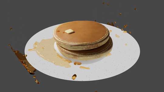 Blender 3D CG パンケーキ シロップ 弾く 撥水