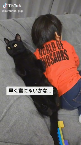 寝かしつけてくれるジジくん