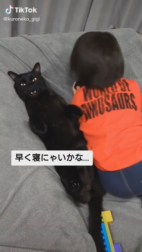 寝かしつけてくれるジジくん