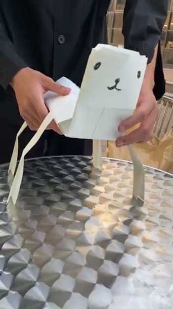 図工 授業 8秒 作った アルパカ 紙