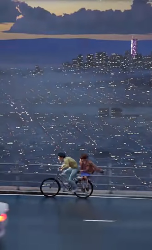 ジブリ「耳をすませば」がモチーフのオルゴールを3DCGアートで表現　自転車で街を走り抜ける二人の姿がすてき