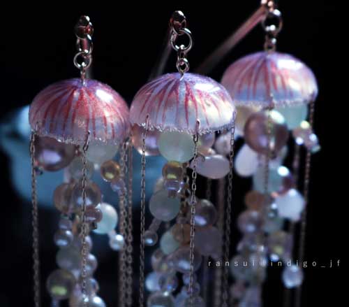 アカクラゲ 簪 くらげ かんざし ハンドメイド アクセサリー