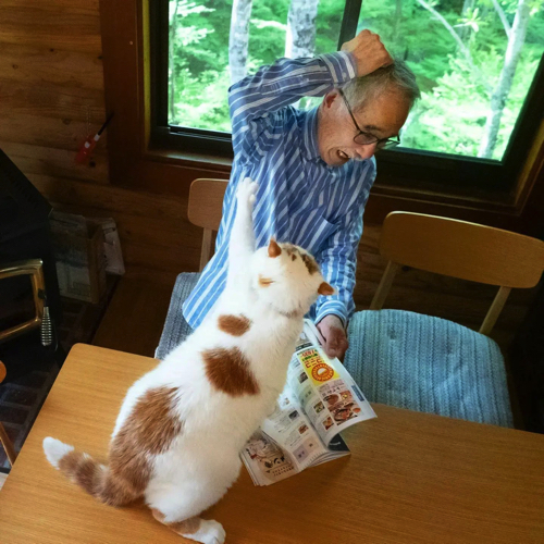 逃げるお父さん