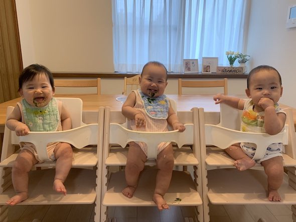 triplets 3つ子 赤ちゃん 離乳食 子育て
