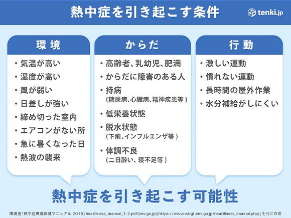 熱中症を引き起こす条件