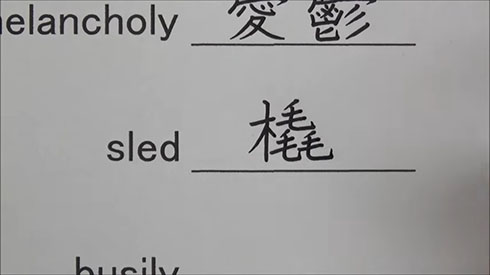 問題「sled」を答えるところ