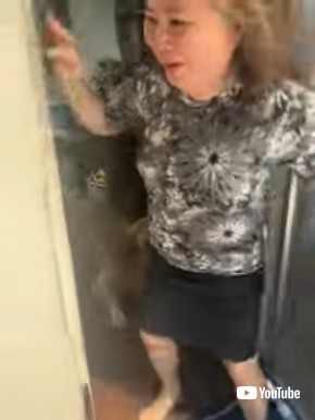 家の中に引きずられるママ