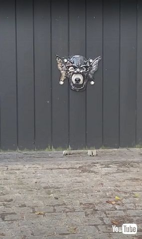 塀に備え付けられたマスク