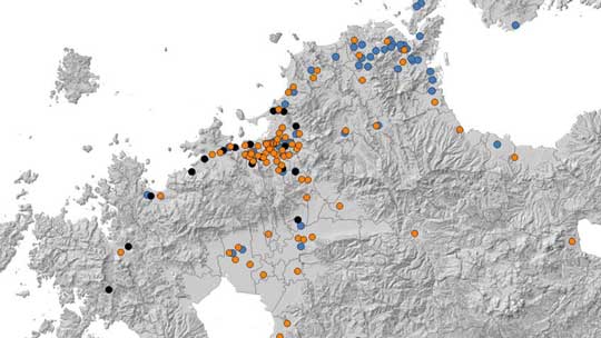 ゼンリン うどんの日 九州北部 うどんチェーン店 位置 店名 クイズ 牧のうどん ウエスト 資さんうどん