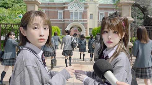 「米唐番」新CMで女子高生になった高橋愛と田中れいな