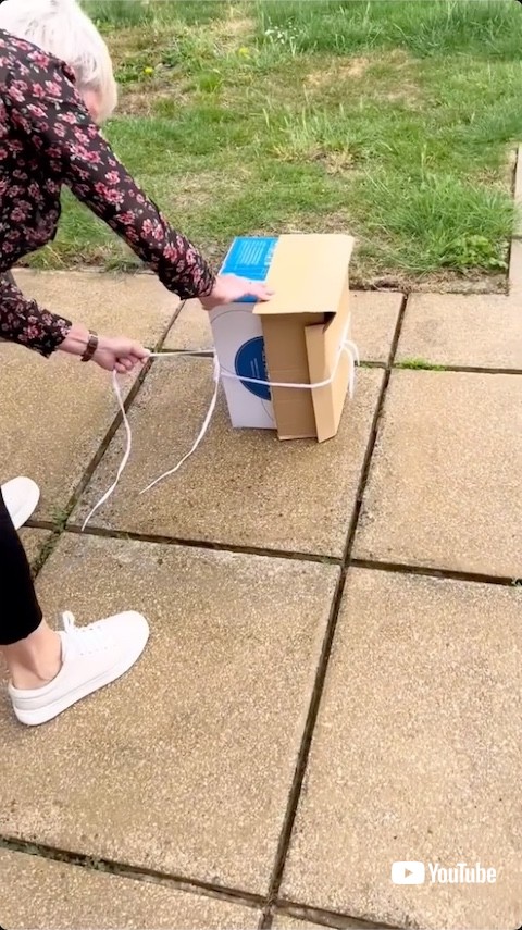 箱を開けようとする投稿者の母親