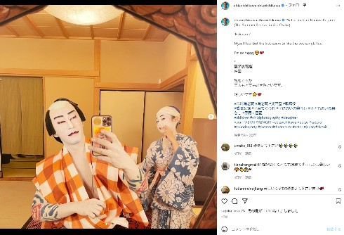 歌舞伎座での市川海老蔵、麗禾