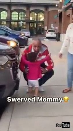 「Little Girl Ignores Mom Waiting To Hug Her And Proceeds Towards Her Grandpa - 1335367」