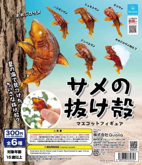 サメの抜け殻 マスコットフィギュア カプセルトイ クオリア サメ 羽化