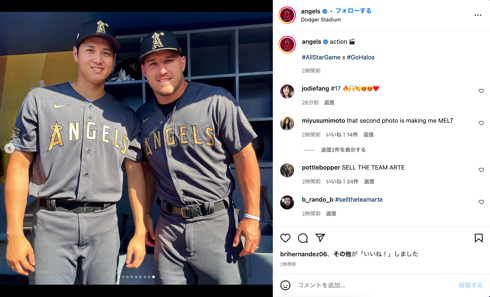 ロサンゼルス・エンゼルス大谷翔平のユニフォーム姿