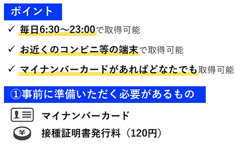 コロナワクチン接種証明書をコンビニで取得できるように