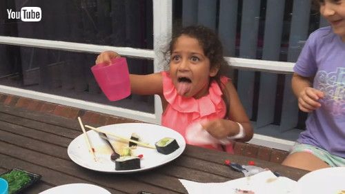 「Little Girl Regrets Tasting Wasabi and Makes Hilarious Face - 1345217」