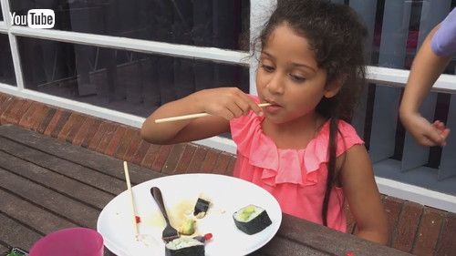 「Little Girl Regrets Tasting Wasabi and Makes Hilarious Face - 1345217」