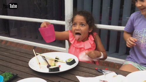 「Little Girl Regrets Tasting Wasabi and Makes Hilarious Face - 1345217」