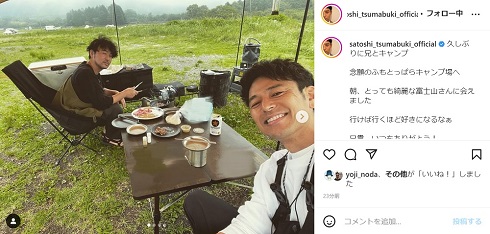 キャンプを楽しむ妻夫木聡と兄・晋也