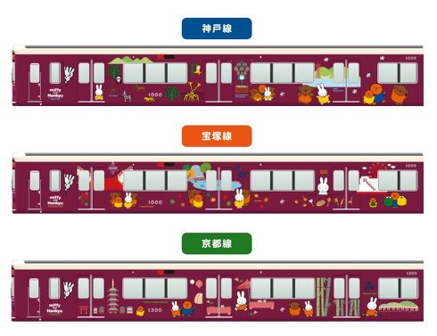 阪急電車のコラボ装飾列車「ミッフィー号」