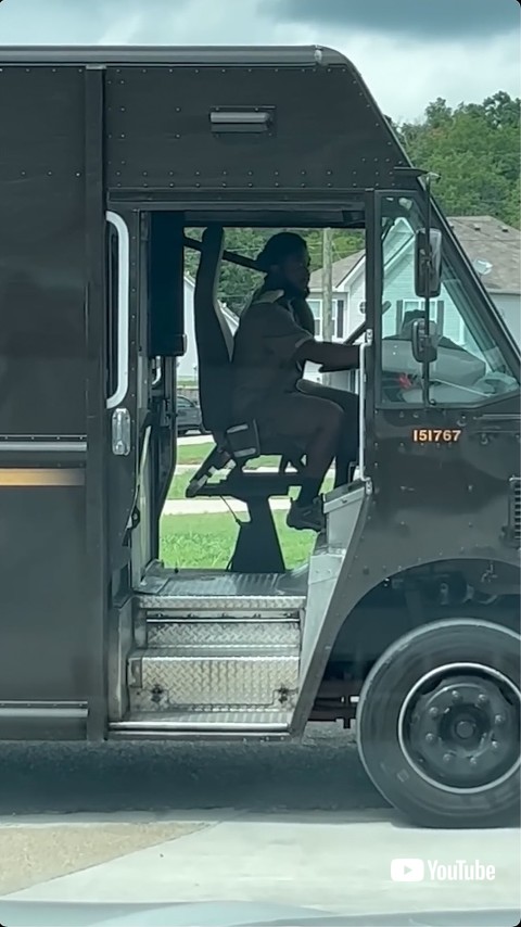 トラックに乗る鳥