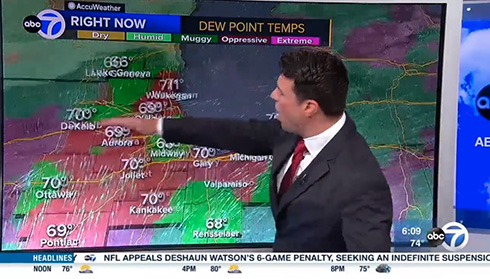 お天気キャスターの手がディスプレイに触れると……？　タッチ操作に気付いて無邪気にはしゃぐ様子がほほえましい