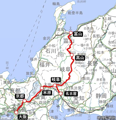 特急「ひだ」の運行区間