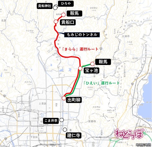 叡山電鉄の路線図と今回の訪問地
