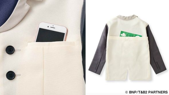  胸元、背中、左右の前身ごろに小物が収納できるポケットがある