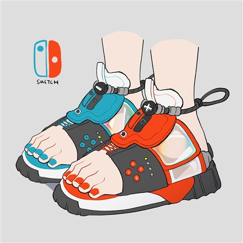 SwitchやPS5をイメージした靴のイラストにワクワク！ 「天才」「どこで