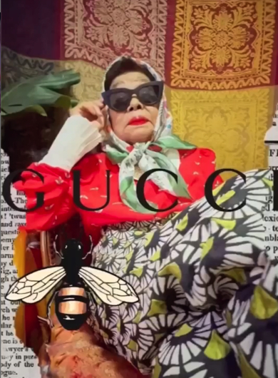 ひ孫がひいおばあちゃんをGUCCI風ファッションに変身させた動画がすてき