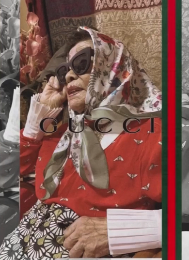 ひ孫がひいおばあちゃんをGUCCI風ファッションに変身させた動画がすてき