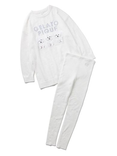  モチーフジャガードミニワンピ＆レギンスセット。オンライン限定品