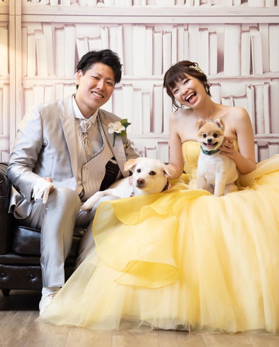 犬との家族写真