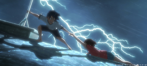 「雨を告げる漂流団地」で危険な目に遭う航祐や夏芽たち