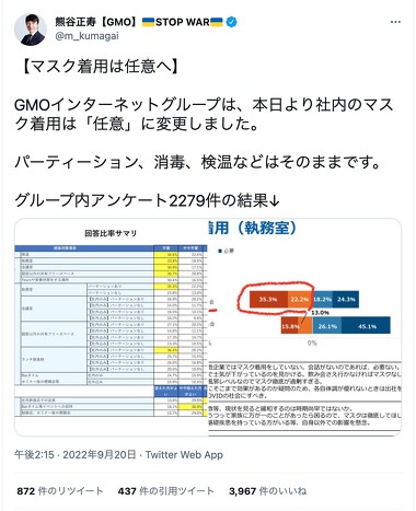 GMOインターネットグループ、執務室内でのマスク着用を「任意」に変更