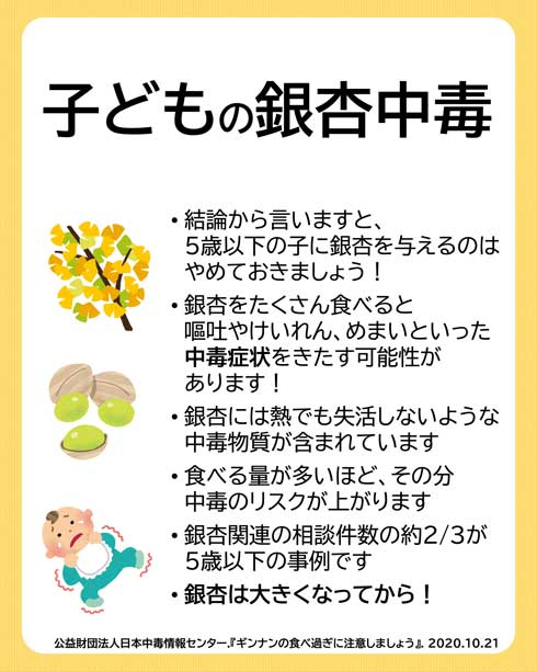 銀杏 中毒 5歳以下 子ども 注意喚起