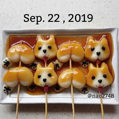 コーギー お尻 プリケツ 白玉 みたらし 団子