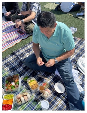 娘の運動会に参加した花田虎上