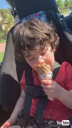 「Little Boy Falls Asleep While Having Ice Cream - 1366873」
