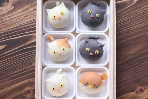 和菓子 練り切り 猫 雀